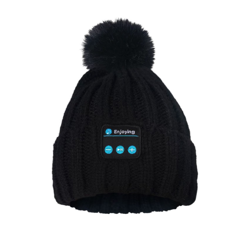 Bluetooth Beanie Hat hörlurar Svart med boll