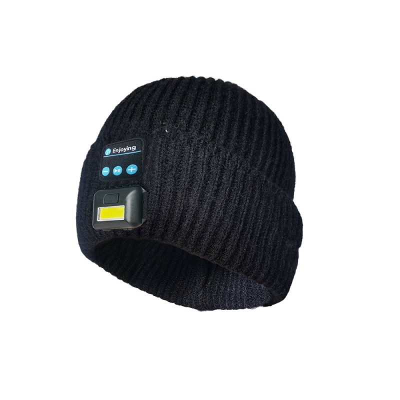 Bluetooth beanie hatt hörlurar svart med upplyst